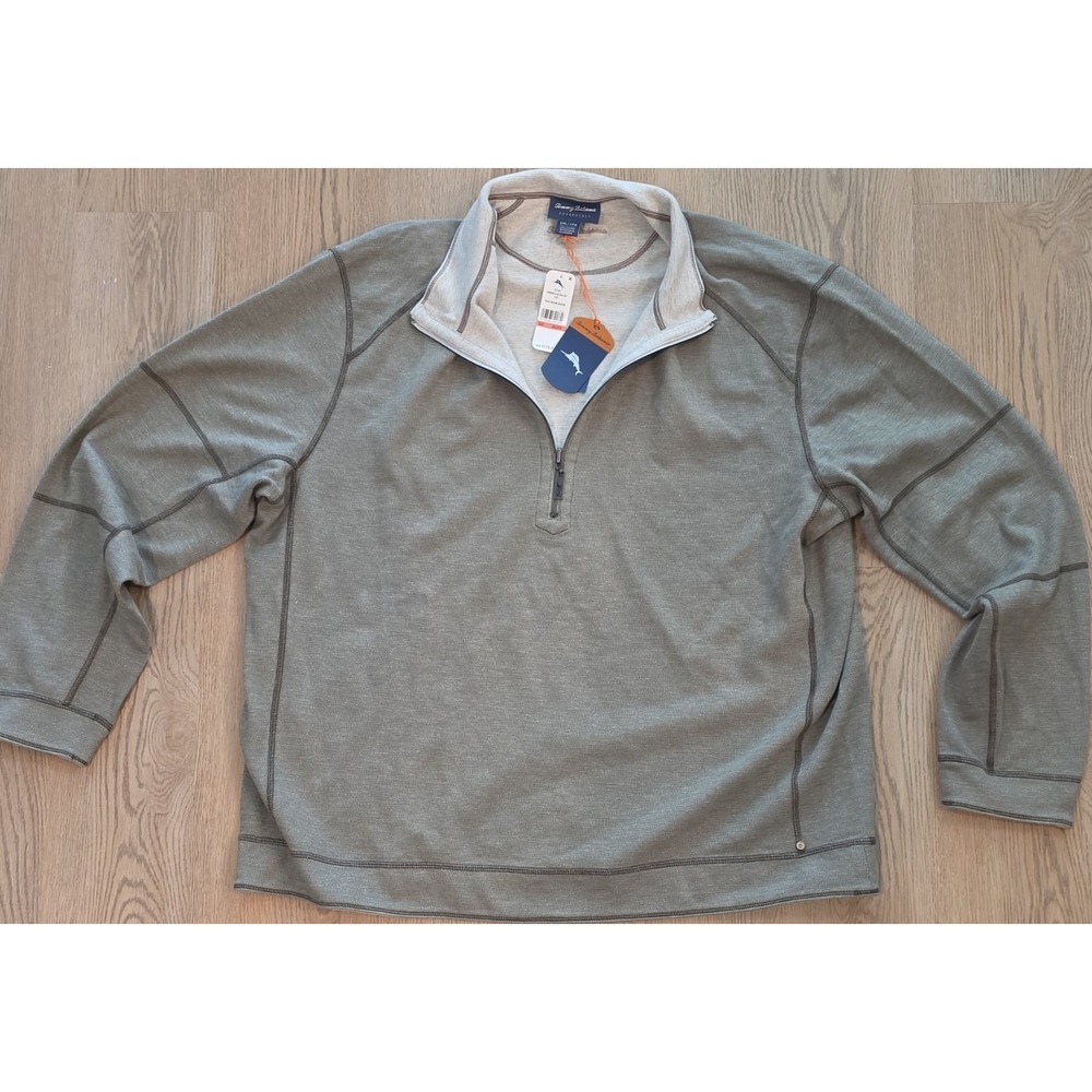 Tommy Bahama‎ Mens 3XL Sandbar Slub Half Zip Flip Reversible Pullover T217424